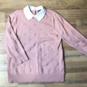 Cable & gauge pink collared sweater XL